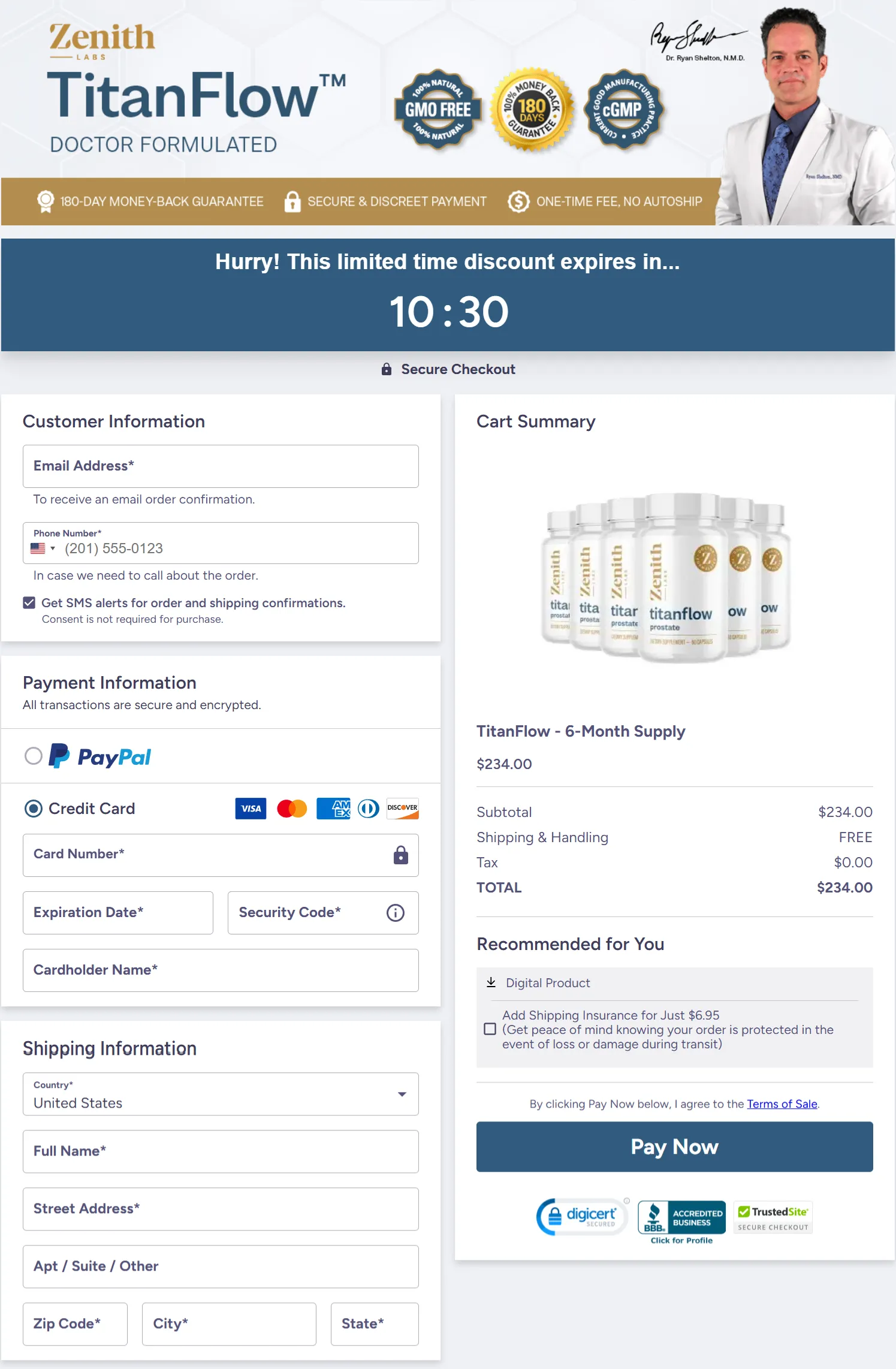 TitanFlow checkout page